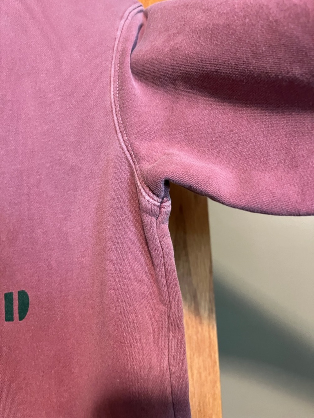 Men's Crewneck Sweatshirt in Dusty Mauve with Dark Green Hockey Graphic - Picture 7 of 13